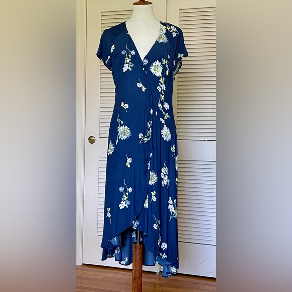 Free People Lost In You Midi Low High Floral Dress Large - Picture 2 of 11